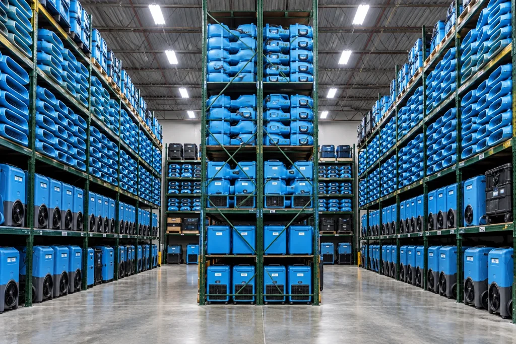 Drying equipment in a large industrial space